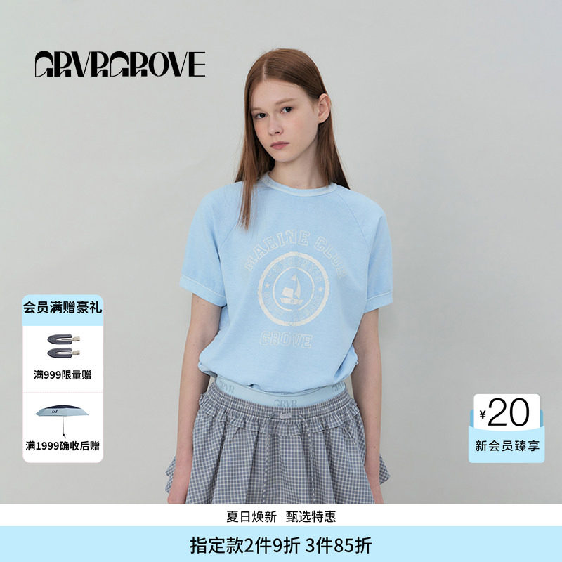 GROVE官方旗舰店SS春夏女士款小毛圈短袖T恤GS5SW53M