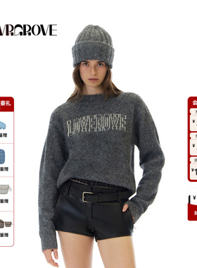 GROVE官方旗舰店2025WT冬季新款圆领长袖毛衫女GCW5KN08