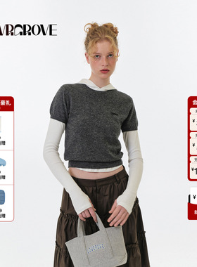 GROVE官方旗舰店2025FW秋季新款圆领短袖针织衫女款 GF5KN07J