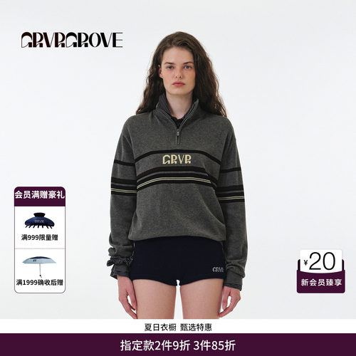 GRVR GROVE官方旗舰店25FW秋季半拉链长袖针织衫休闲 GF5KN06C