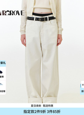 GROVE官方旗舰店2025FW秋季款牛仔长裤韩式基础女款 GF5DB06J