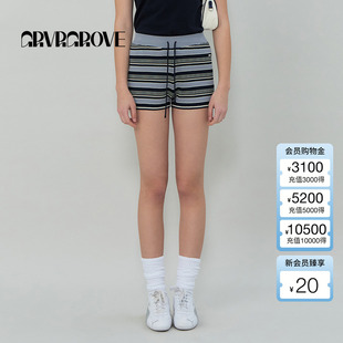 GR5KB01C 短裤 GROVE官方旗舰店2025SS春夏新款 女士条纹针织衫