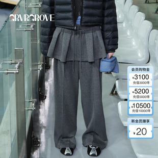 针织长裤 新款 运动休闲宽松女GCW5PT01 2025WT冬季 GROVE官方旗舰店