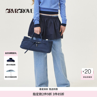 GROVE官方旗舰店2026PS春季新款短裙韩系休闲花苞裙 GP26SKC65