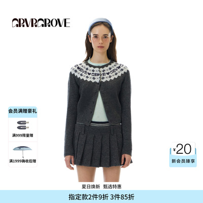 GROVE官方旗舰店 2025WT冬季款圆领长袖毛衫撞色女毛衣GCW5KN19