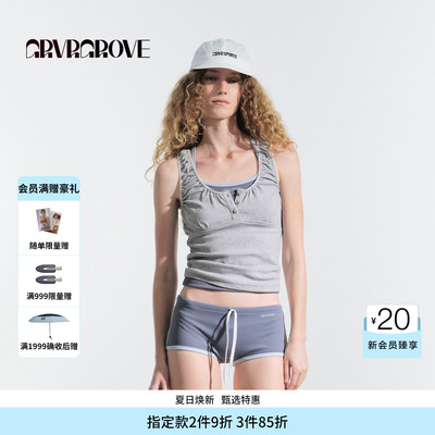 GROVE官方旗舰店HS夏日款女针织无袖短款背心GM5SL06M