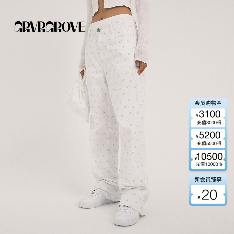 GRVRGROVE休闲碎花牛仔裤