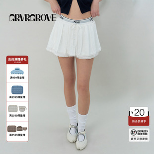 GROVE官方旗舰店2025SS春夏款百褶梭织短裙裤女韩系风GS5SK16M