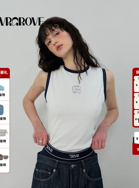 GROVE官方旗舰店2025SS春夏新款女士撞色针织背心GS5TS24M