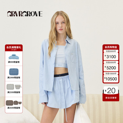 GROVE官方旗舰店2026PS春季新款长袖衬衫韩系条纹 GP26SHC07