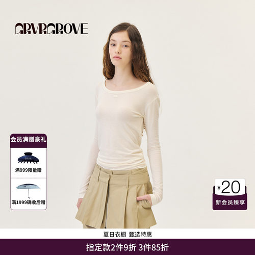 GRVR GROVE官方旗舰店26PS春季长袖T恤船型纯色打底衫 GP26TSK03