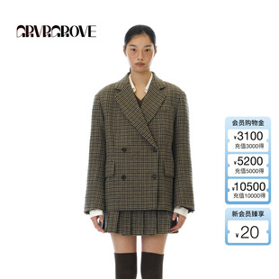 外套女宽松 GROVE官方旗舰店 格纹西装 新款 GCW5JK01 2025WT冬季