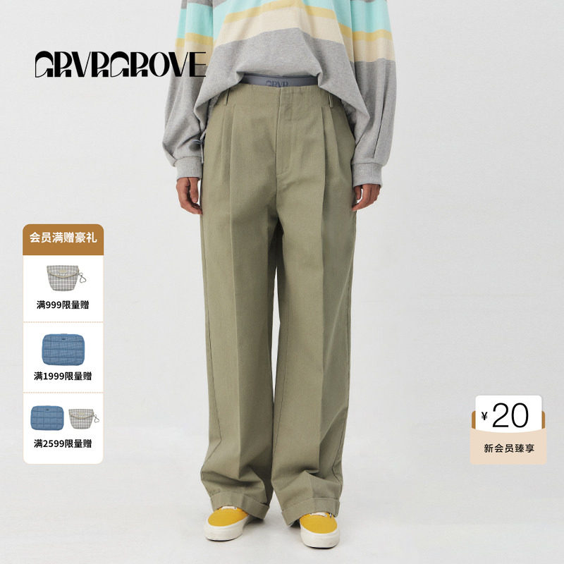 GROVE官方旗舰店女PS春季款韩版休闲直筒牛仔长裤GS5PT0