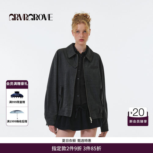 GRVR GROVE官方旗舰店 FW秋季款翻领梭织夹克韩版外套女GF5JP04C