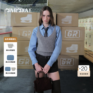 衬衫 GROVE官方旗舰店 长袖 款 宽松休闲翻领GCW5SH02 WT冬季