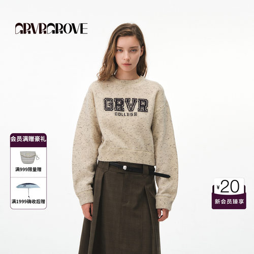 GRVR GROVE官方旗舰店26FW秋季新款字母Logo长袖毛衣 GF26KNE12