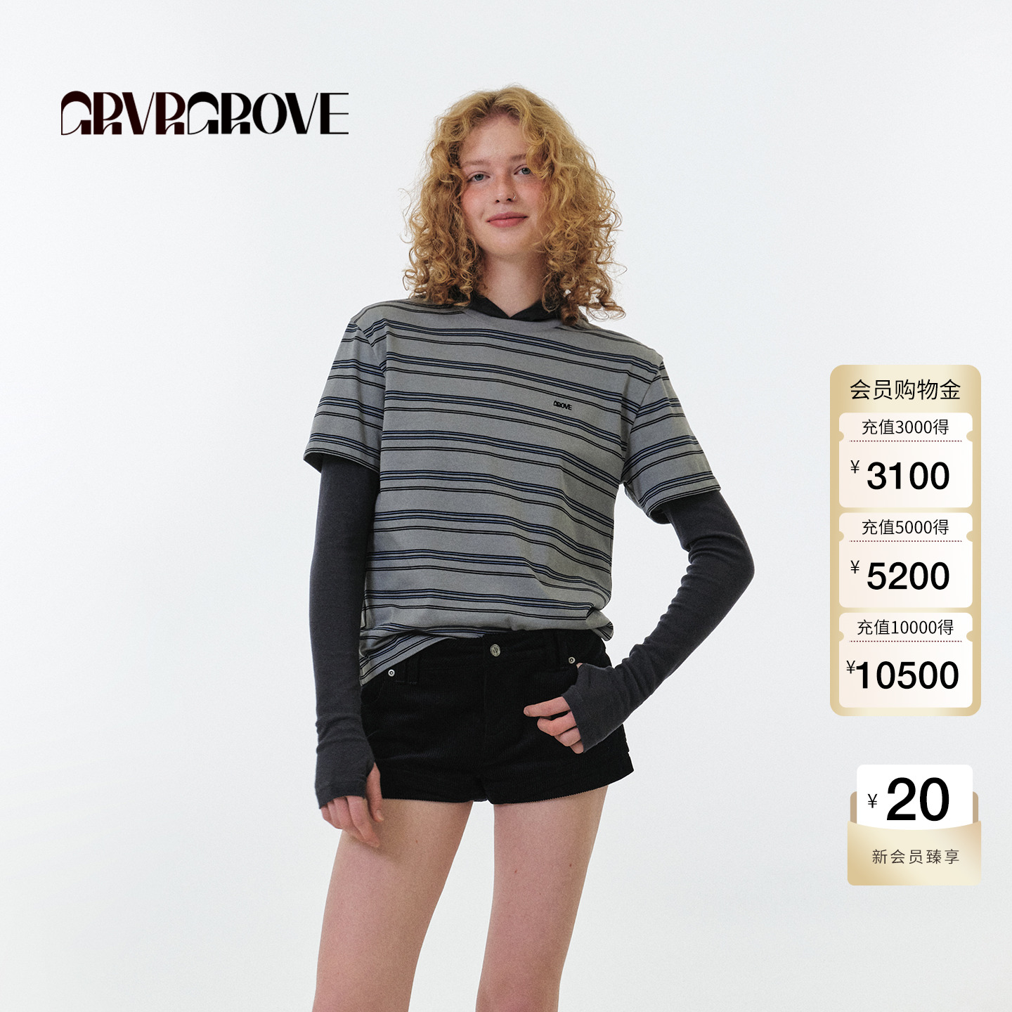 GROVE官方旗舰店 2025FW秋季新款长袖连帽T恤女款 GF5TS01M