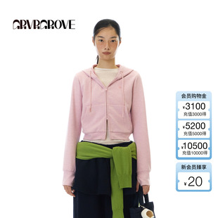 连帽开衫 新款 卫衣纯色外套女GCW5HD01 2025WT冬季 GROVE官方旗舰店