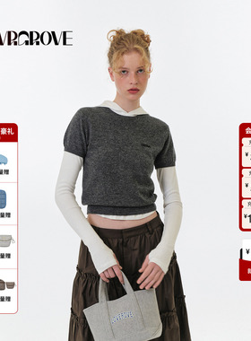 GROVE官方旗舰店2025FW秋季新款圆领短袖针织衫女款 GF5KN07J