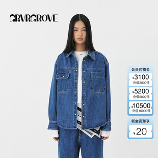 百搭休闲外套GS5DT01J 牛仔衬衫 新款 GROVE官方旗舰店2025PS春季