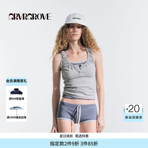 GROVE官方旗舰店HS夏日款女针织无袖短款背心GM5SL06M