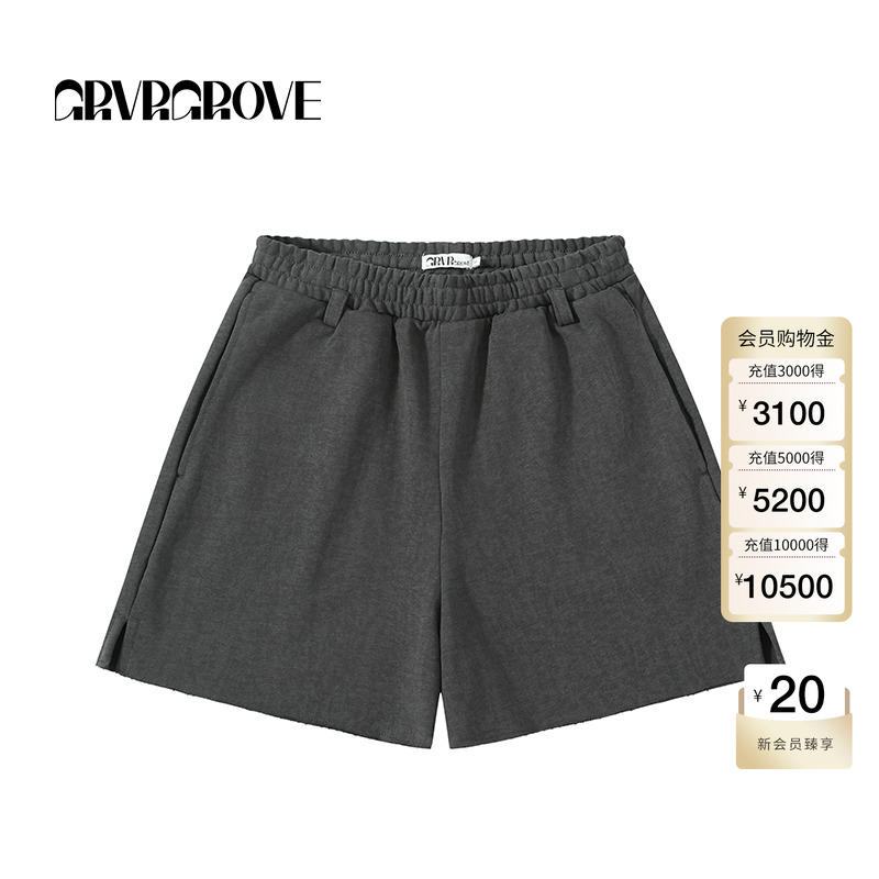 GROVE官方旗舰店2025SS春夏新款女士水洗针织短裤 GCM5PT06