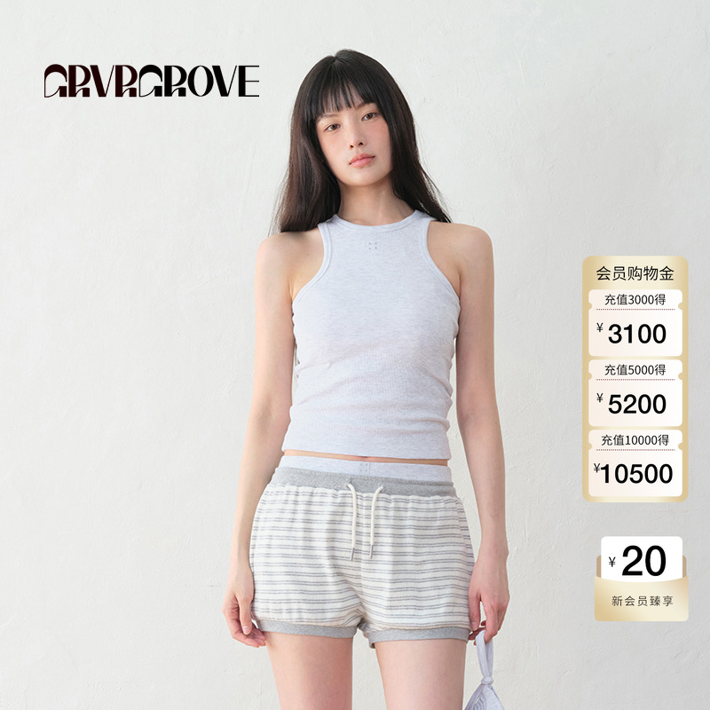 GROVE官方旗舰店2025BS系列夏季新款女士工字针织背心BM5SL01M