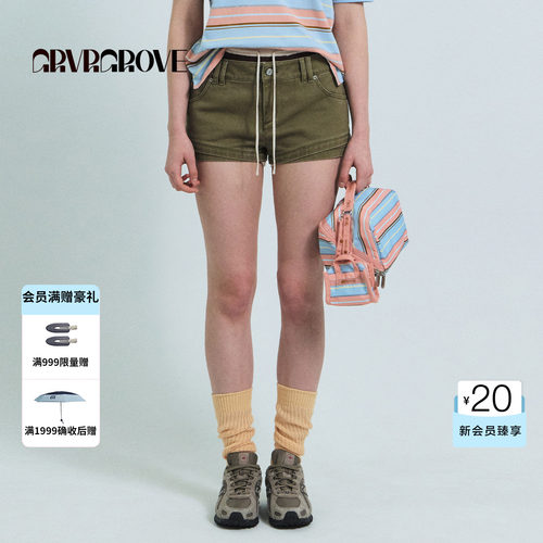 GROVE官方旗舰店2026SS春夏新款韩系下装牛仔短裤女 GS26PTC05