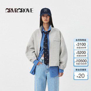 GS5SW06M 立领针织夹克外套女 GROVE官方旗舰店2025PS春季 新款
