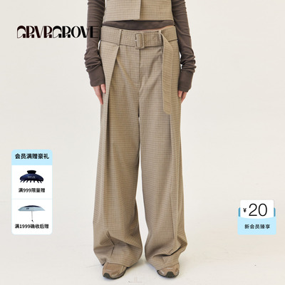 GROVE官方旗舰店2026PS春季新款梭织长裤条纹休闲裤女 GP26PTC62
