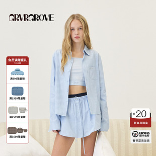 GROVE官方旗舰店2026PS春季新款长袖衬衫韩系条纹 GP26SHC07