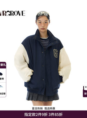 GRVR GROVE官方旗舰店 WT冬季款棉服外套宽松休闲棒球领GCW5JP07