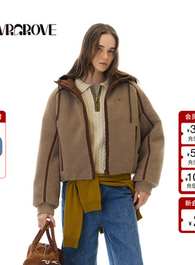 GROVE官方旗舰店 2025WT冬季新款宽松休闲短夹克上装女 GCW5JP04