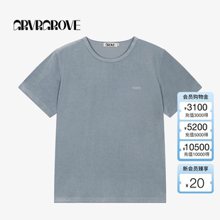 上衣简约休闲短款 天鹅绒短袖 T恤 新款 GROVE官方旗舰店女秋季