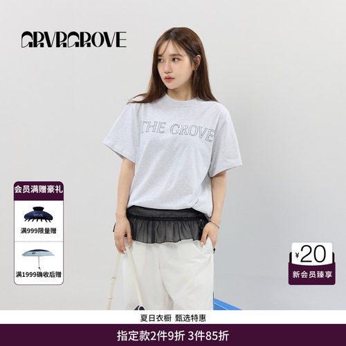 GRVR GROVE官方旗舰店SS春夏款女士GRVR圆领短袖t恤GCM5TS06