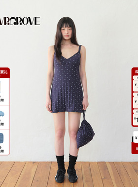 GROVE官方旗舰店2025BS系列夏季新款碎花吊带针织连衣裙BM5OP01M