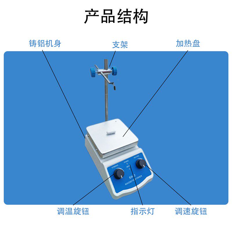 热销便携小型加热磁力搅拌器无级调节调温多功能实验室铸铝磁力搅