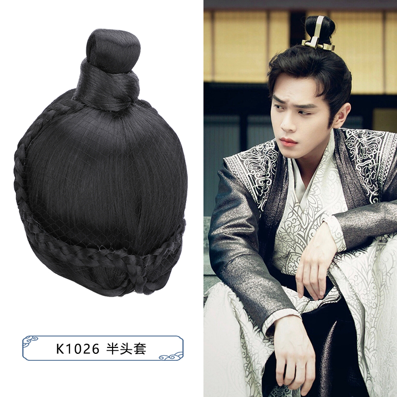 古装男士假发半头套古风汉服造型发髻影视演出一体式懒人隐形发套