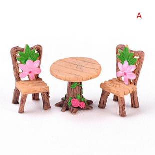Landscape Benches Miniature Garden Ornaments 1Set 新品 Wooden