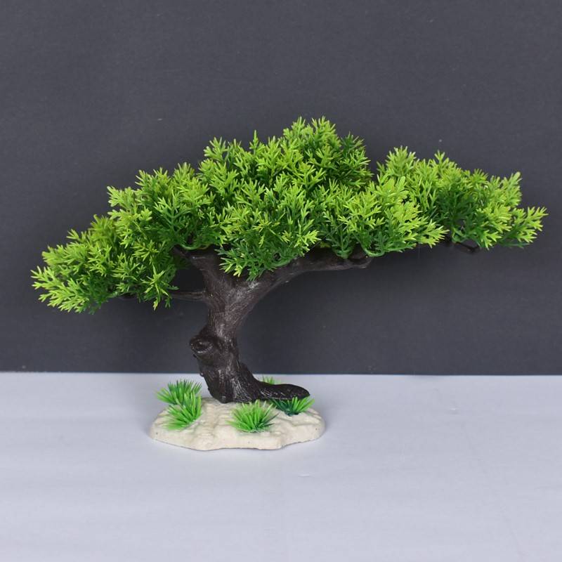 仿真迎客松摆件小松树绿植水草微型假山鱼缸造景组合酒店装饰品