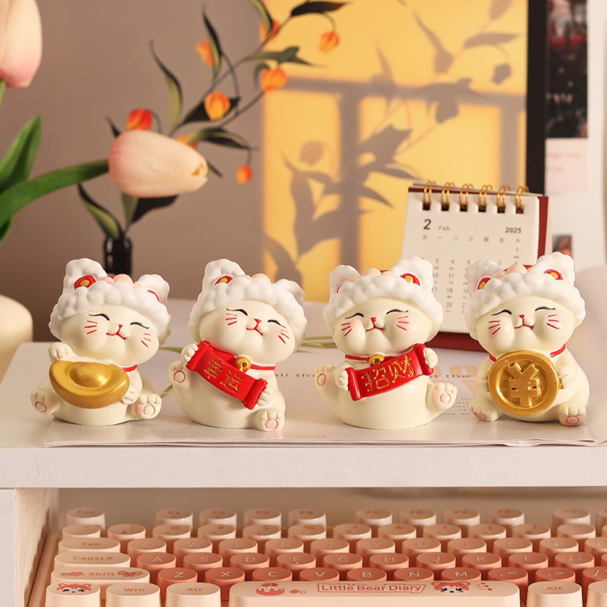 醒狮招财猫小摆件可爱创