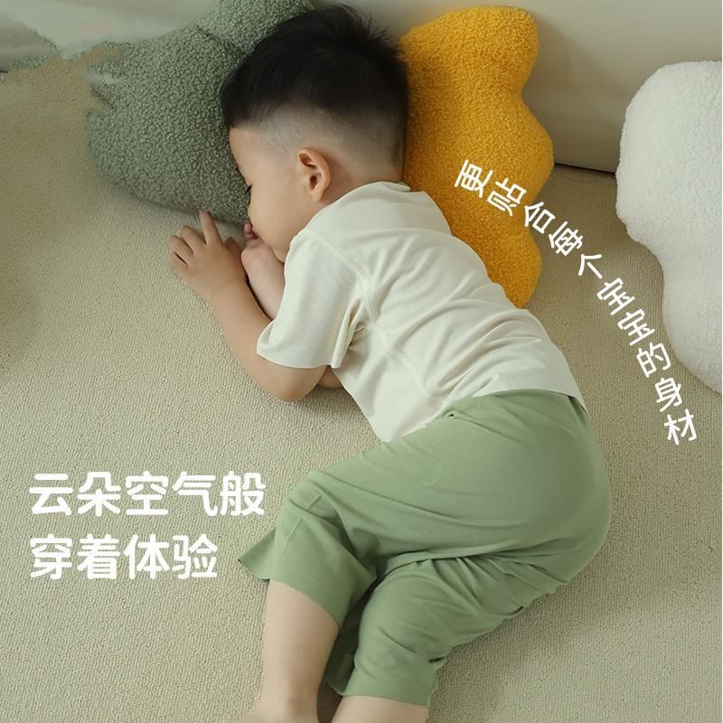 儿童薄款睡衣套装夏季七分裤吸汗两件套男女童宝宝家居服空调衣服