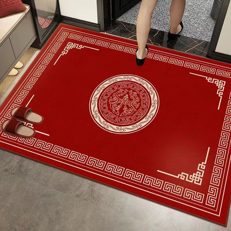 喜庆入户地垫红色中式地毯门口进门垫平安喜乐室内耐脏除尘脚垫