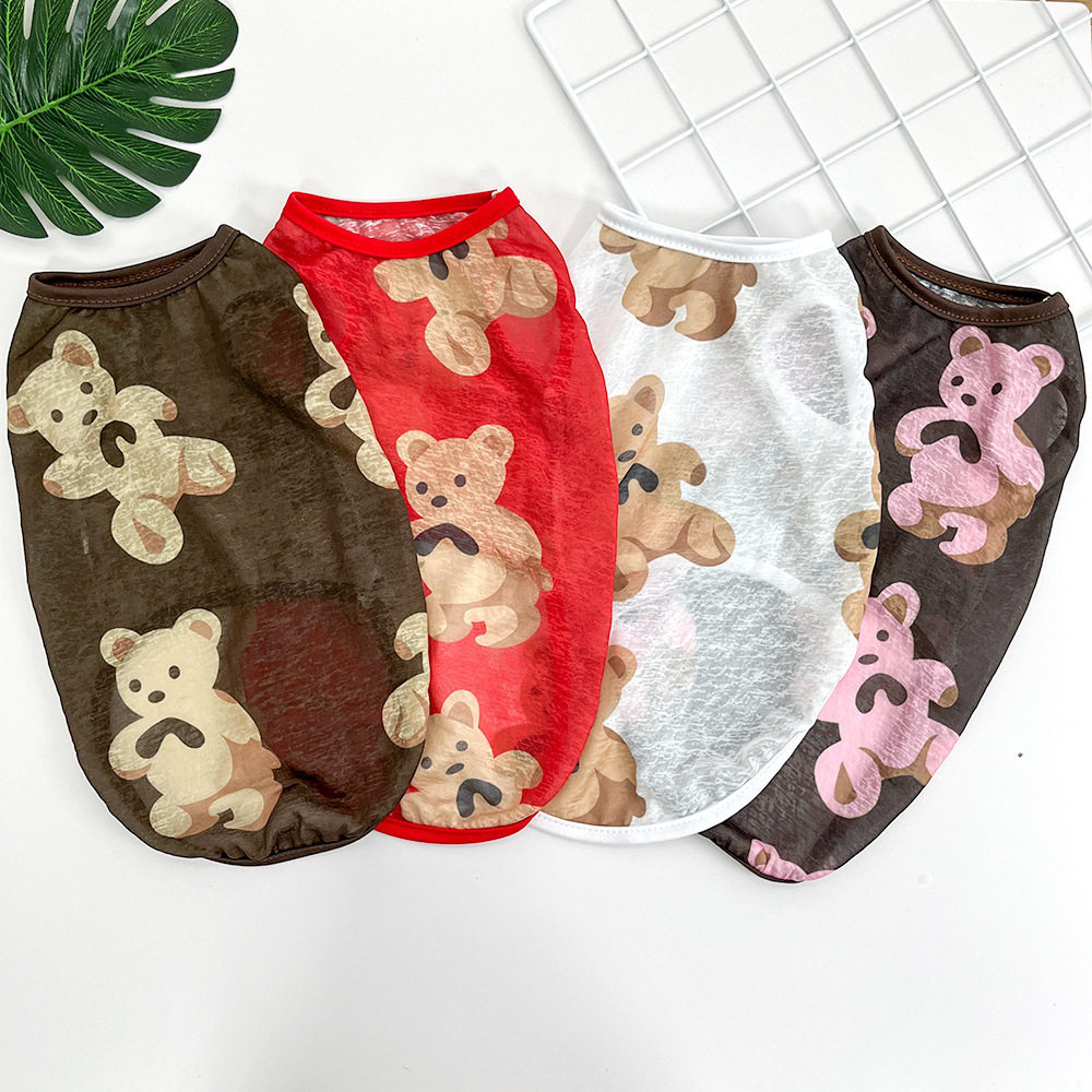 大狗宠物夏季猫背心衣服狗用品狗狗猫咪大熊印花柯基金毛服装