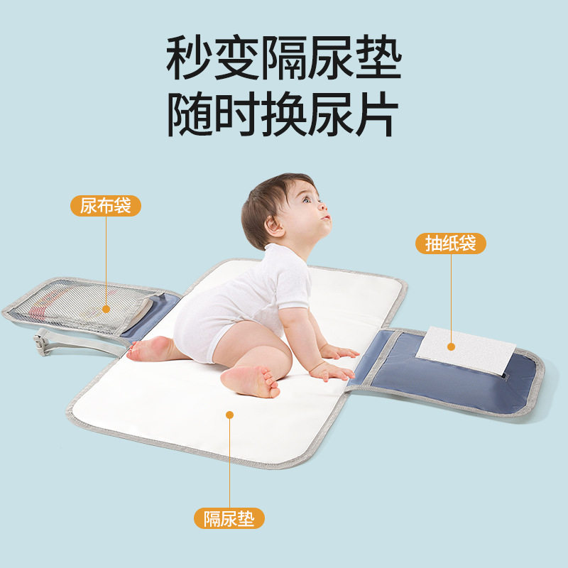 印花时尚新款婴儿隔尿垫式折叠防泼水妈咪包外出轻便母婴包