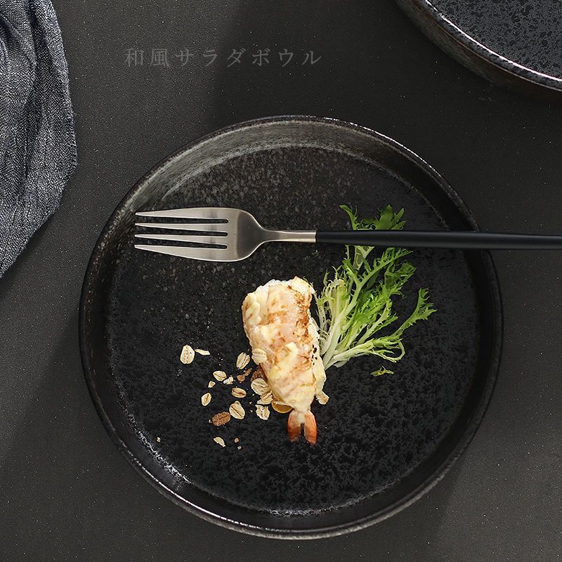 日式餐具复古陶瓷西餐盘深盘圆形菜盘创意焗饭盘沙拉盘高颜值盘子