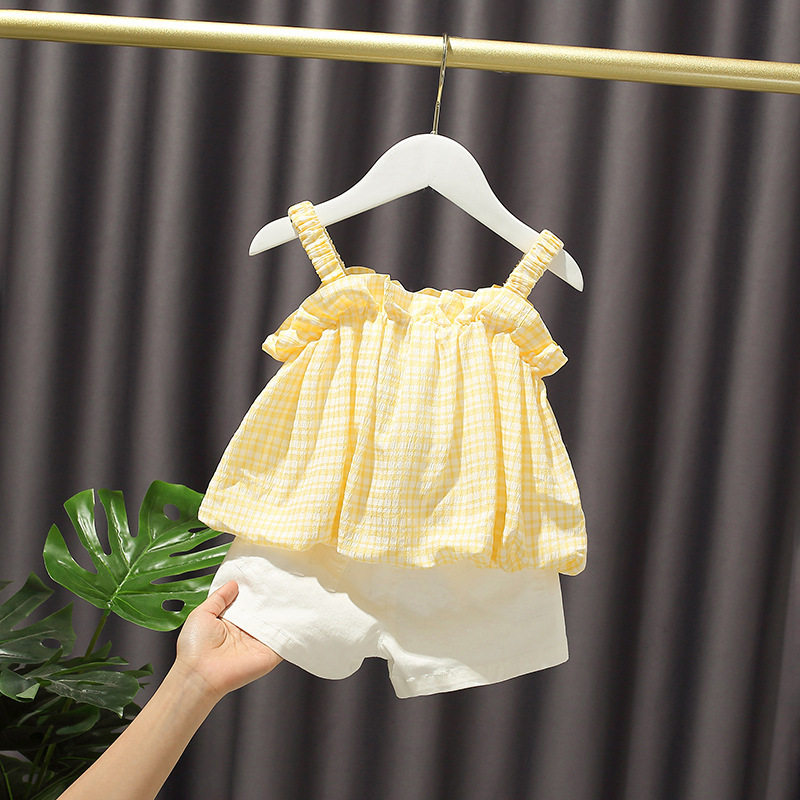2025女宝宝夏装套装一岁女童网红套装0洋气3小童夏季韩版吊带两件