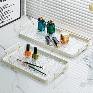 家用商用端菜盘子长方形轻奢托盘新款水果盘点心铁盘茶水杯子茶盘