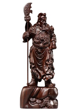 黑檀木雕关公摆件实木武财神客厅佛像家居装饰店铺开业送礼工艺品