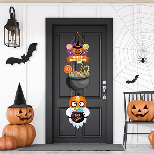 Pumpkin Tri 极速Halloween Face Witch Hat Hangings Ghost Door